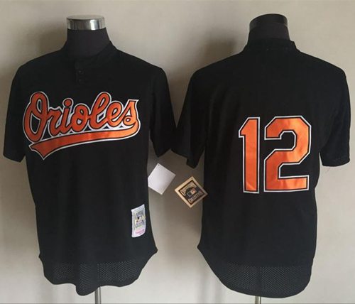Mitchell And Ness 1997 Orioles #12 Roberto Alomar Black Throwback Stitched MLB Jersey